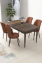 Hanah Home Juego de mesa y sillas de comedor de 5 piezas, Barroco y Rojo Teja
